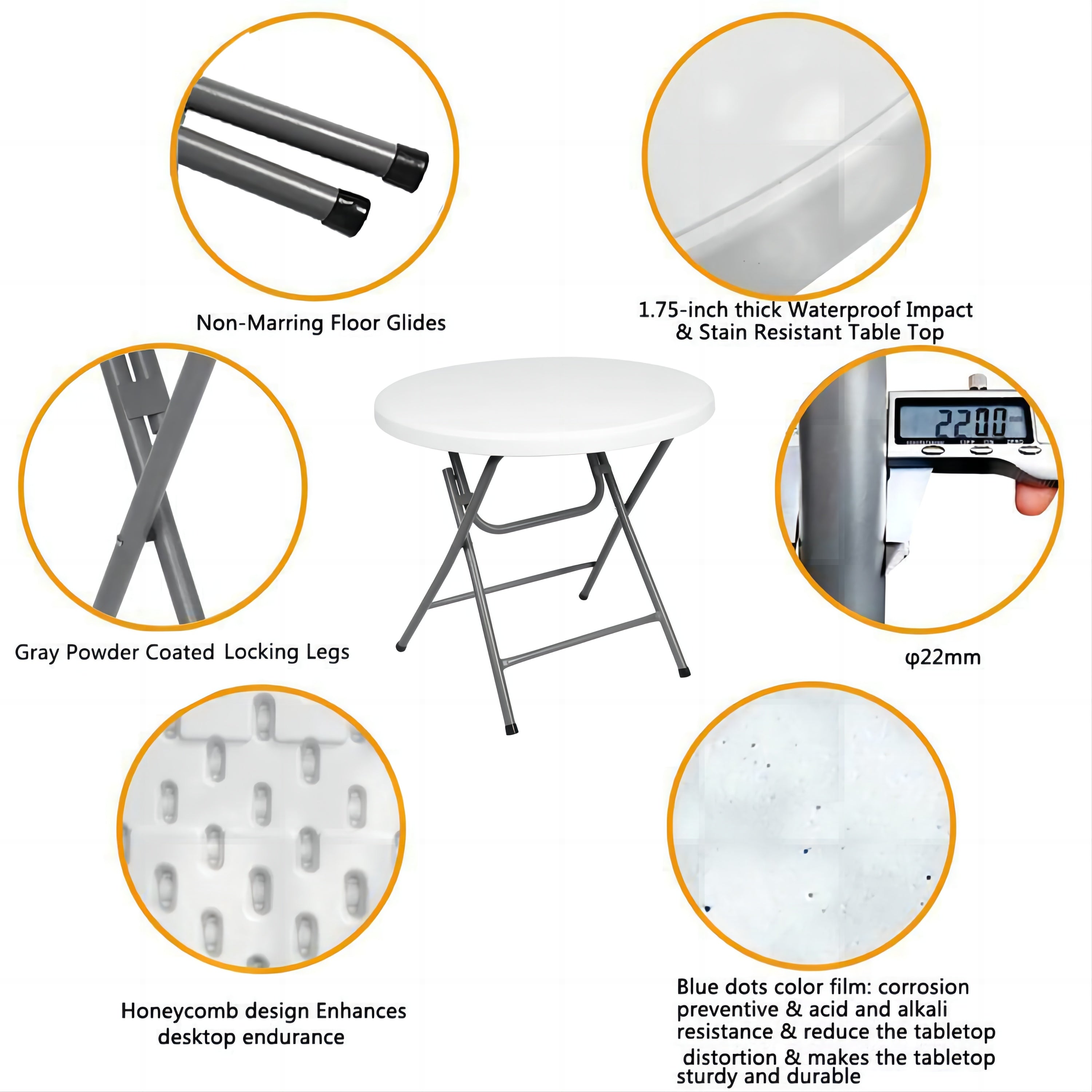 32in Portable Folding Circular Table