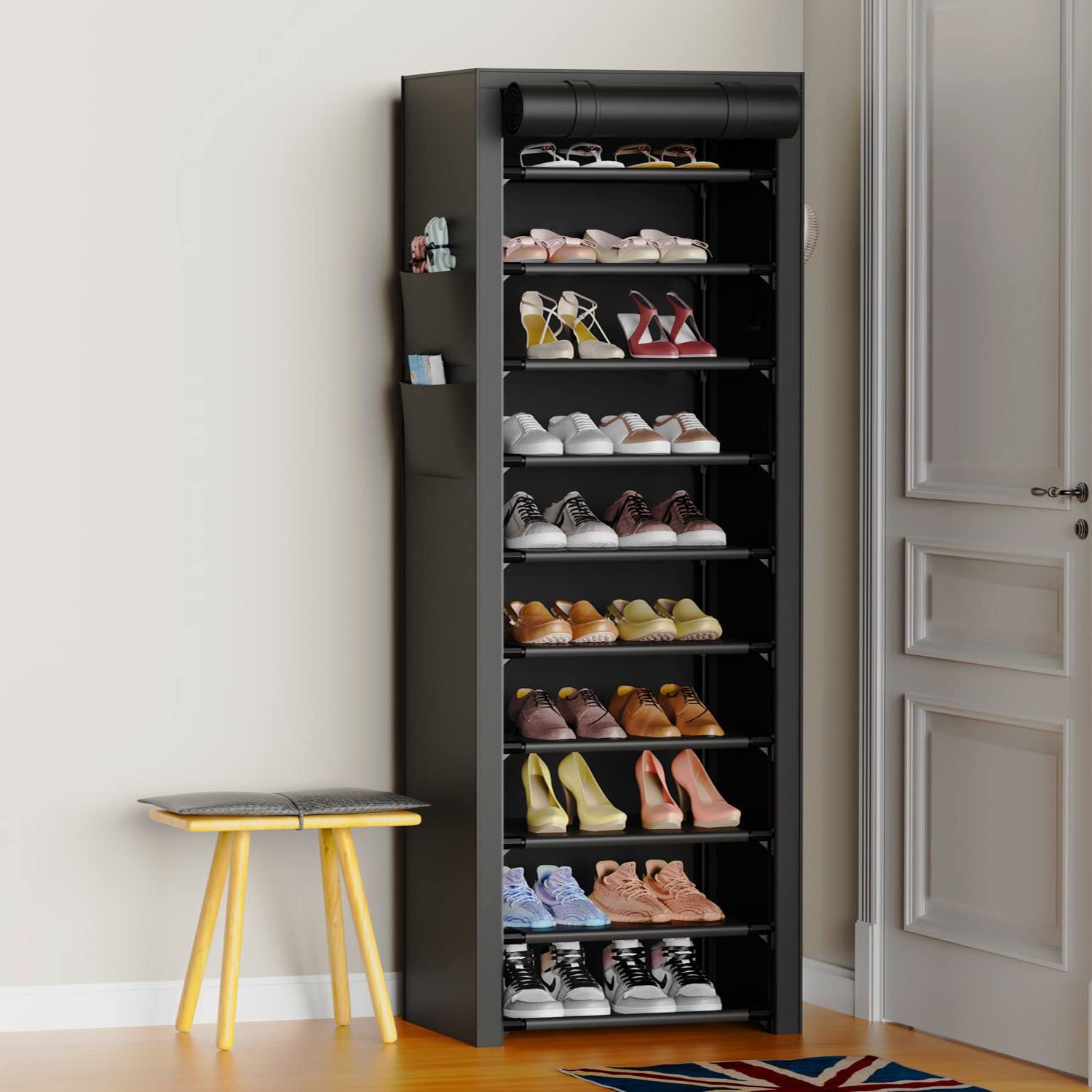 10 Tier Shoe Rack Shoe Storage Cabinet with Dustproof Cover