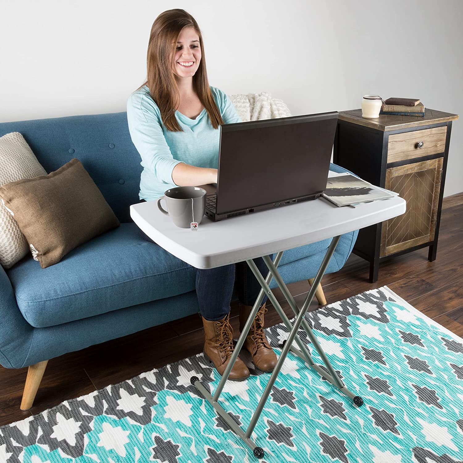 30 inch Personal Folding Table Adjustable Resin TV Tray