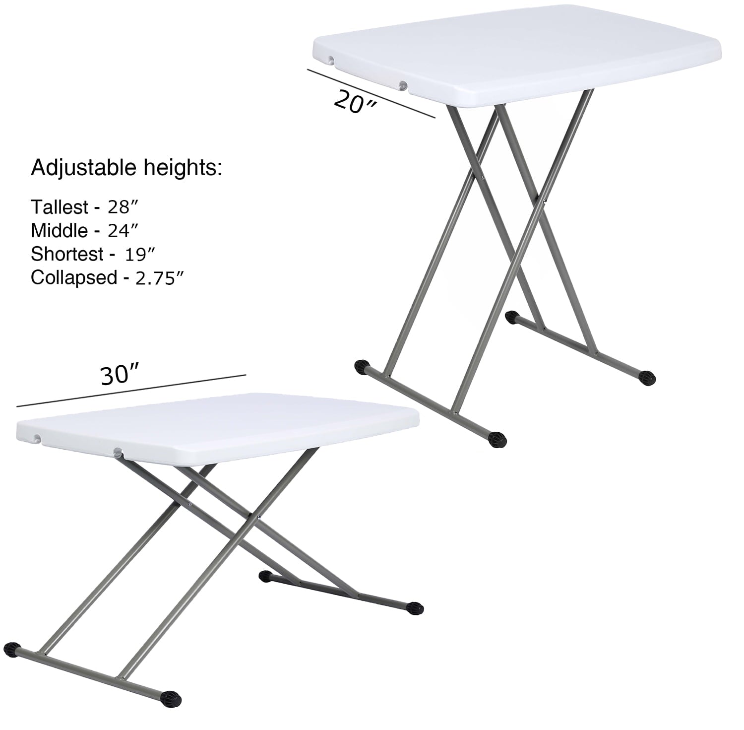 30 inch Personal Folding Table Adjustable Resin TV Tray