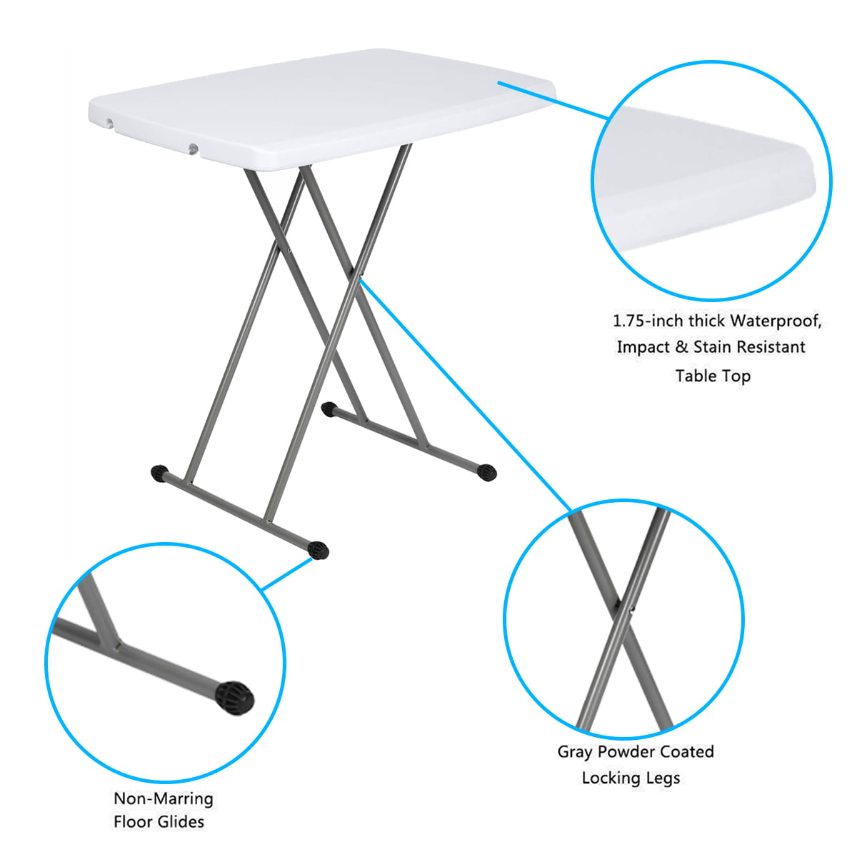 30 inch Personal Folding Table Adjustable Resin TV Tray