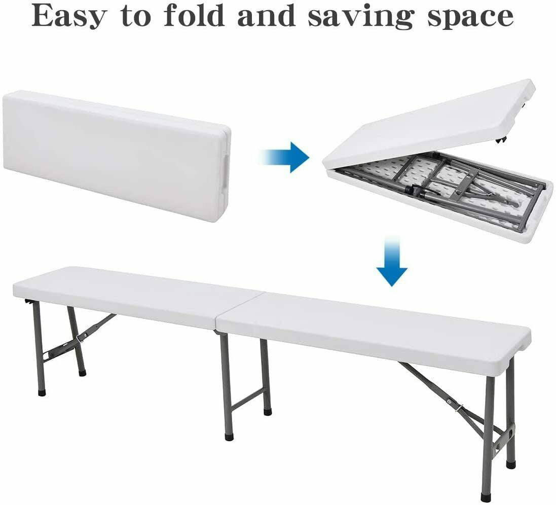 6 ft Plastic Folding Bench Portable Indoor Outdoor Bench