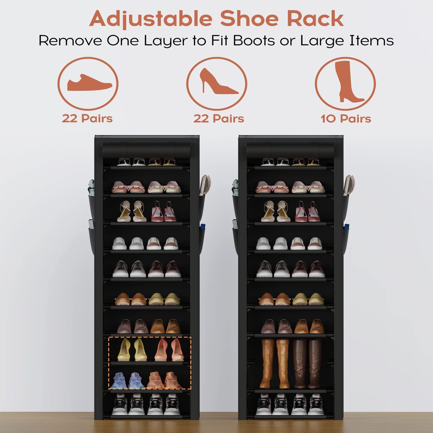 10 Tier Shoe Rack Shoe Storage Cabinet with Dustproof Cover