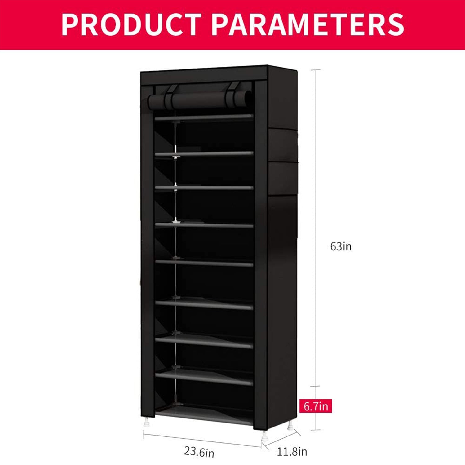 10 Tier Shoe Rack Shoe Storage Cabinet with Dustproof Cover