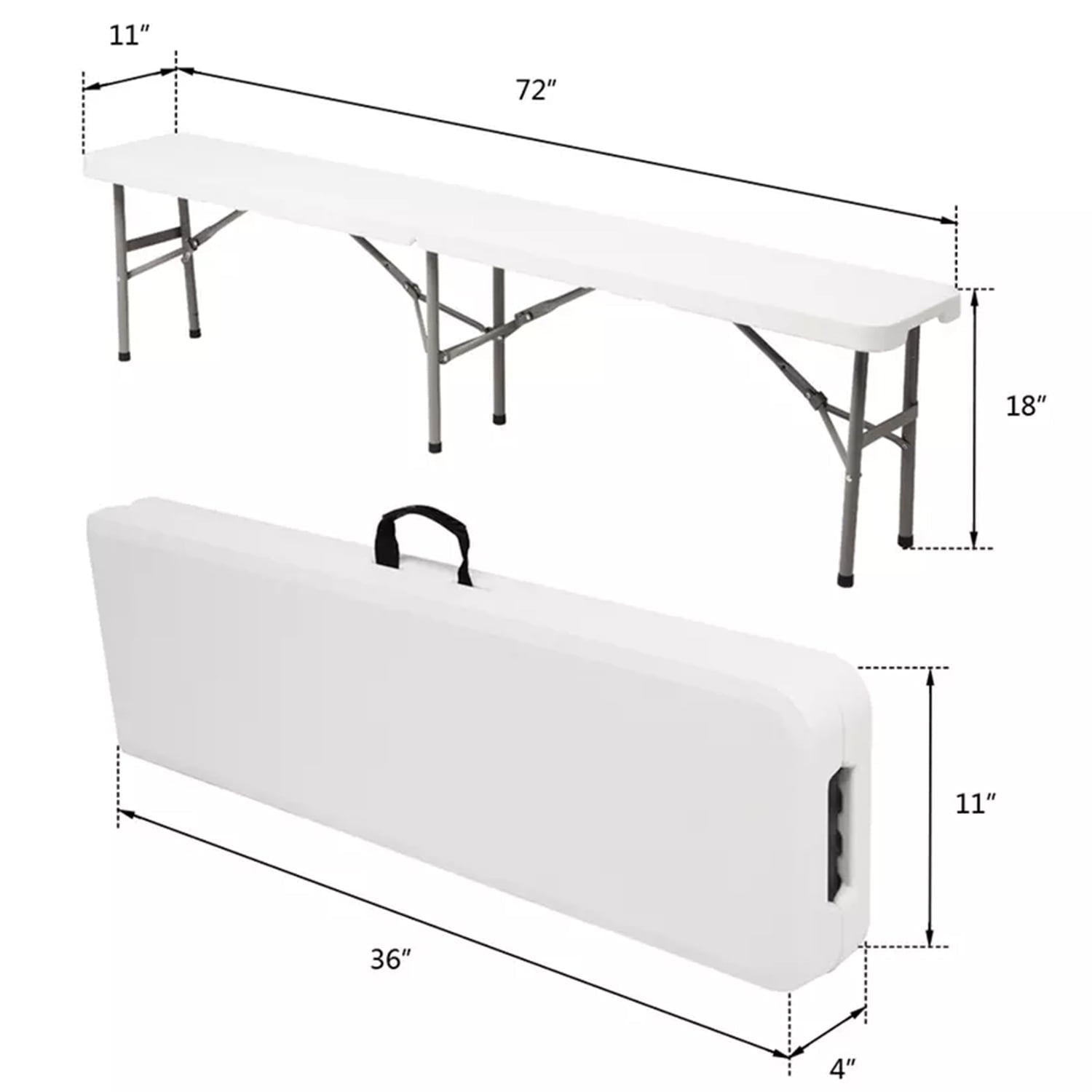 6 ft Plastic Folding Bench Portable Indoor Outdoor Bench
