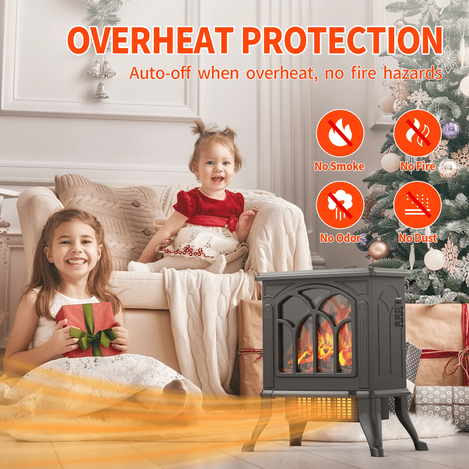 ALPULON Infrared Quartz Electric Fireplace Stove Heater, Black