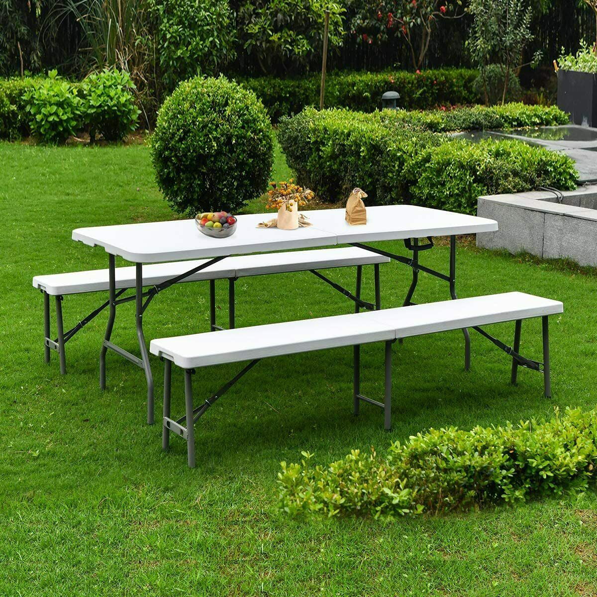 6 ft Plastic Folding Bench Portable Indoor Outdoor Bench
