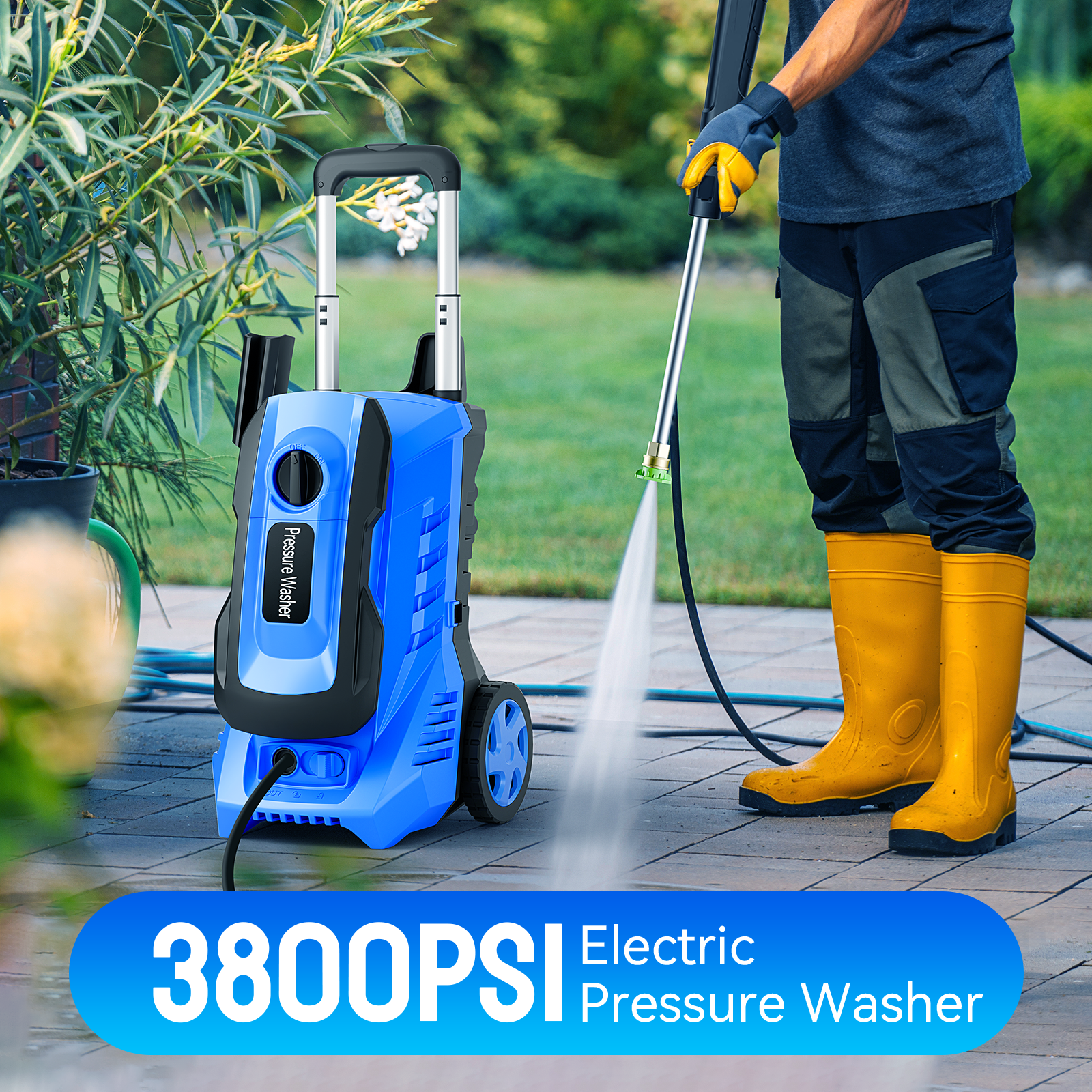 ALPULON 4500PSI Electric Pressure Washer 2.6GPM Power Washer 1800W Cleaning Machine for Car Cleaning Blue