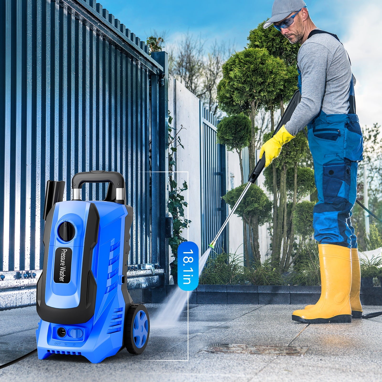 ALPULON 4500PSI Electric Pressure Washer 2.6GPM Power Washer 1800W Cleaning Machine for Car Cleaning Blue