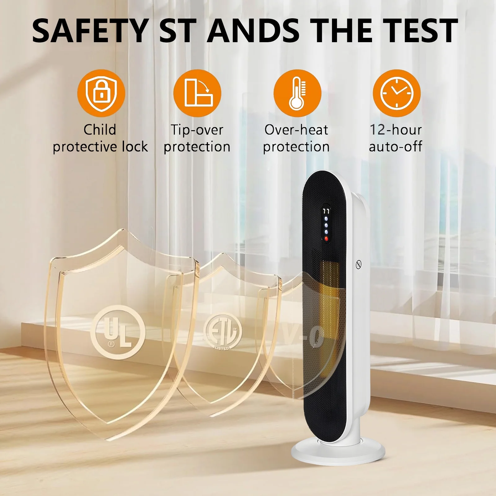 ALPULON 1500W Ceramic Tower Space Heater with Remote, White