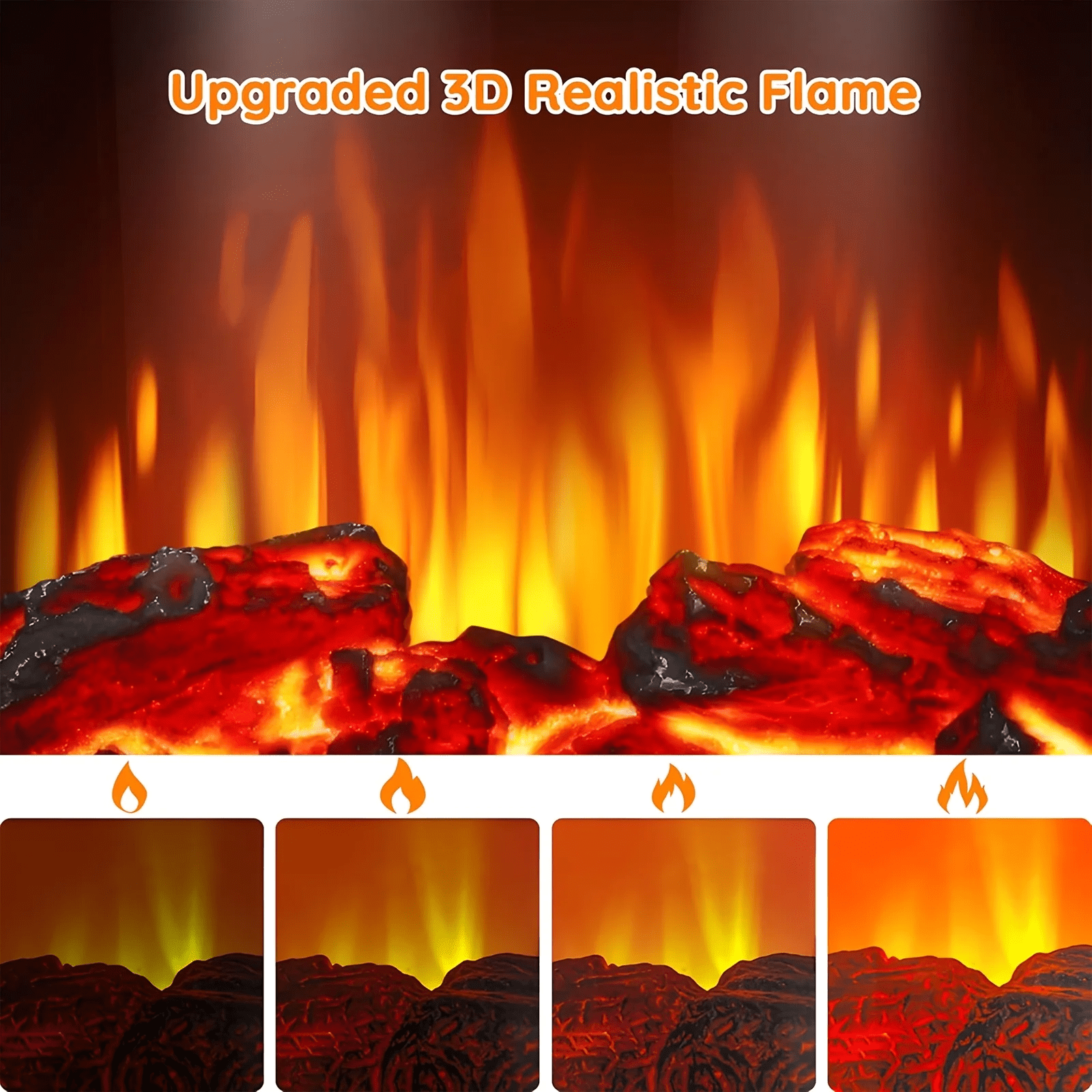 ALPULON Electric Infrared Quartz Fireplace Stove Heater with 3D Flame Effect, Black
