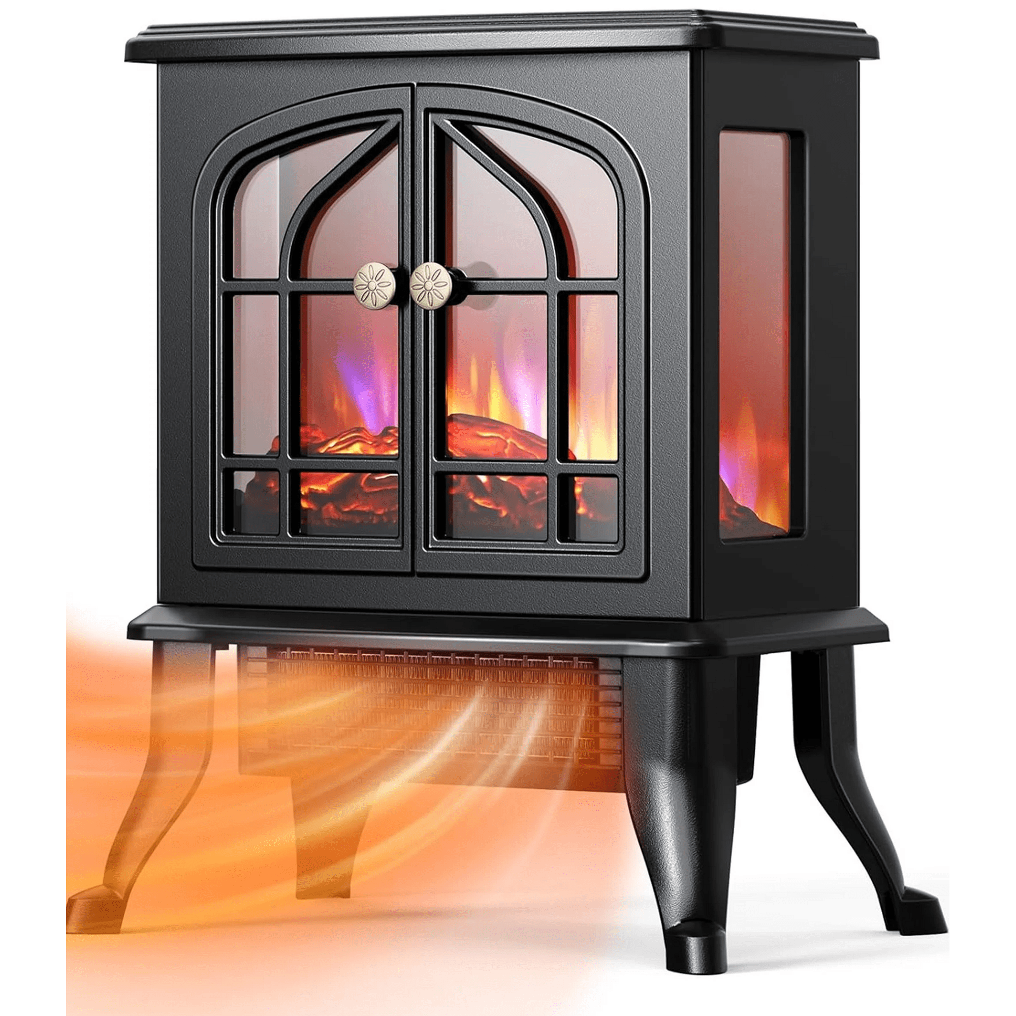 ALPULON Electric Infrared Quartz Fireplace Stove Heater with 3D Flame Effect, Black