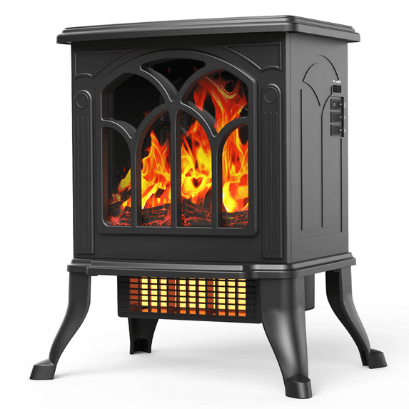 ALPULON Infrared Quartz Electric Fireplace Stove Heater, Black