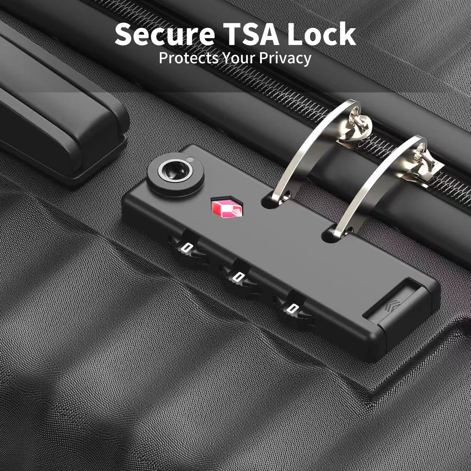 ALPULON 3 Piece Luggage Sets Lightweight with TSA Locks Hardside Suitcase Set with Spinner Wheels Black