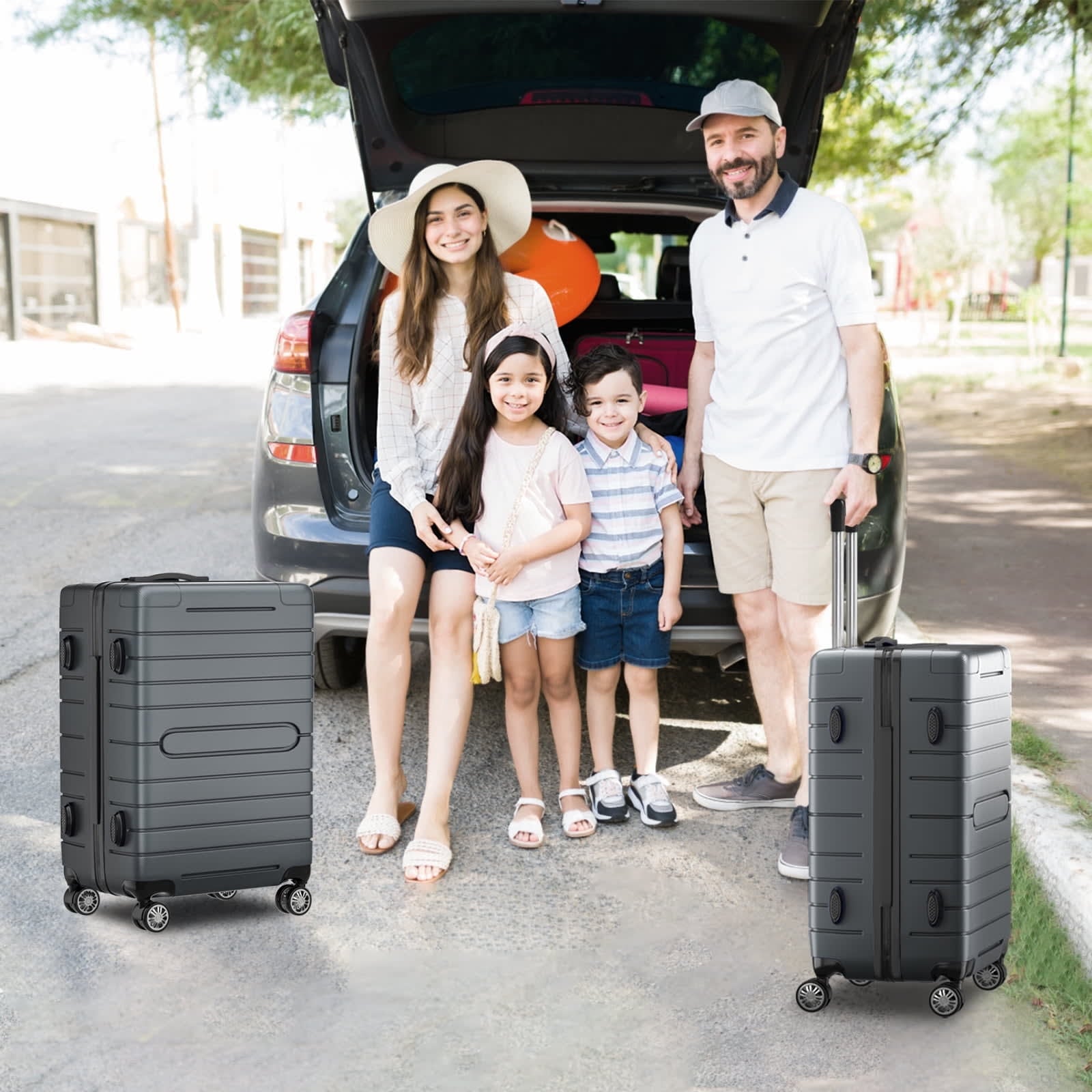 ALPULON 3 Piece Luggage Sets with TSA Locks Hardside Suitcase Set with Spinner Wheels 20in24in28in Gray