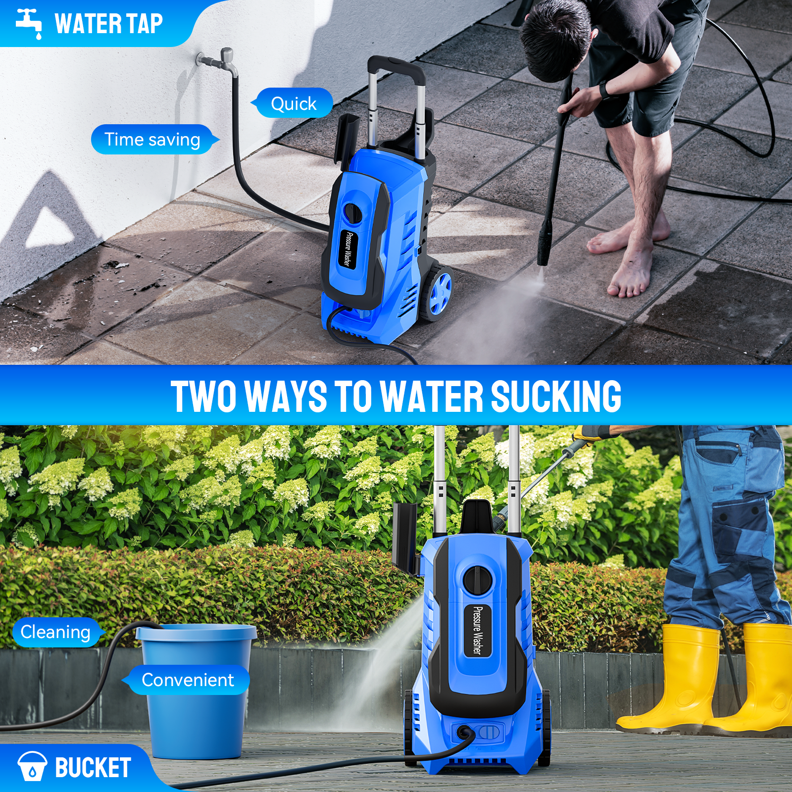 ALPULON 4500PSI Electric Pressure Washer 2.6GPM Power Washer 1800W Cleaning Machine for Car Cleaning Blue