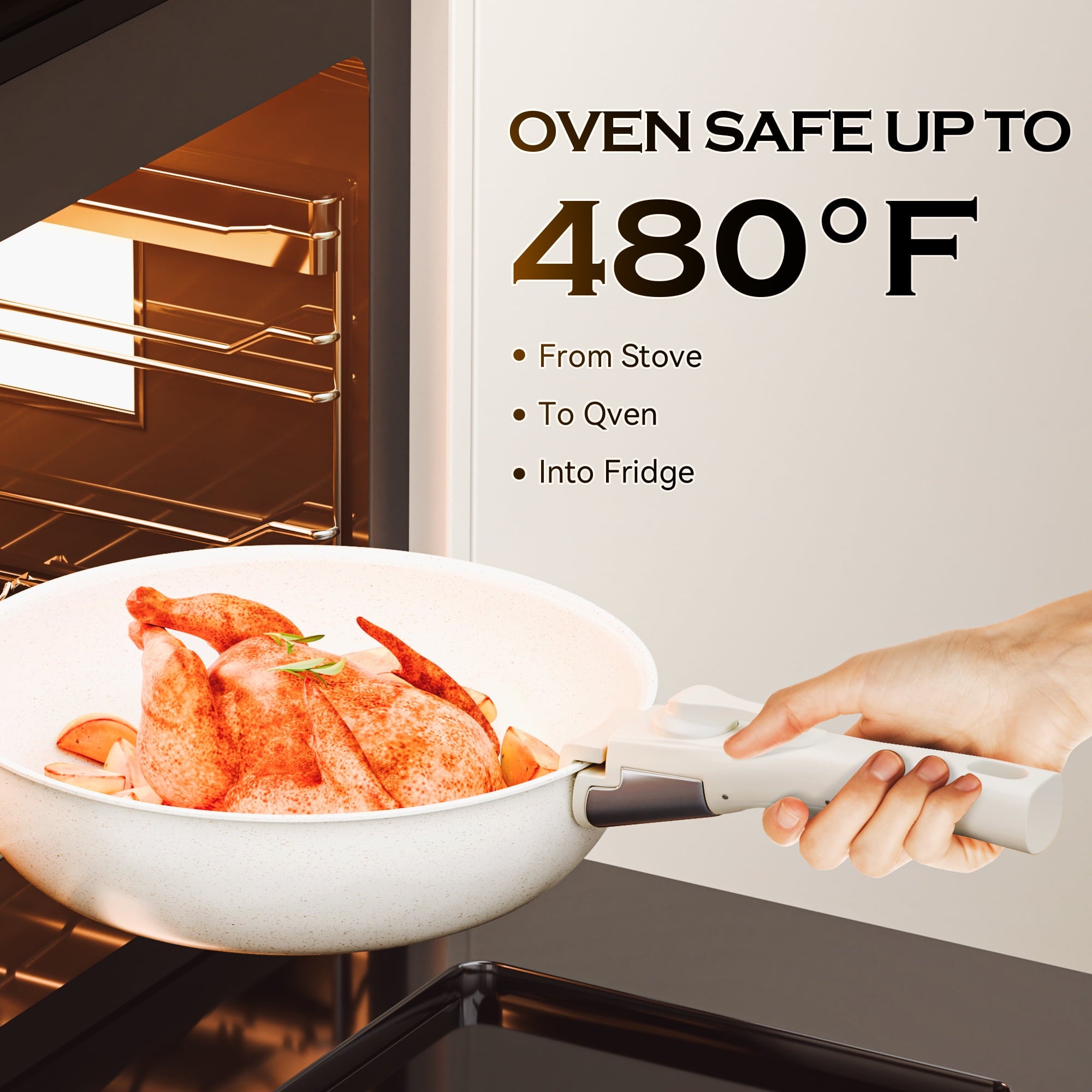 ALPULON 18Pcs Ceramics Pots and Pans Set with Lids for Induction Cookware White
