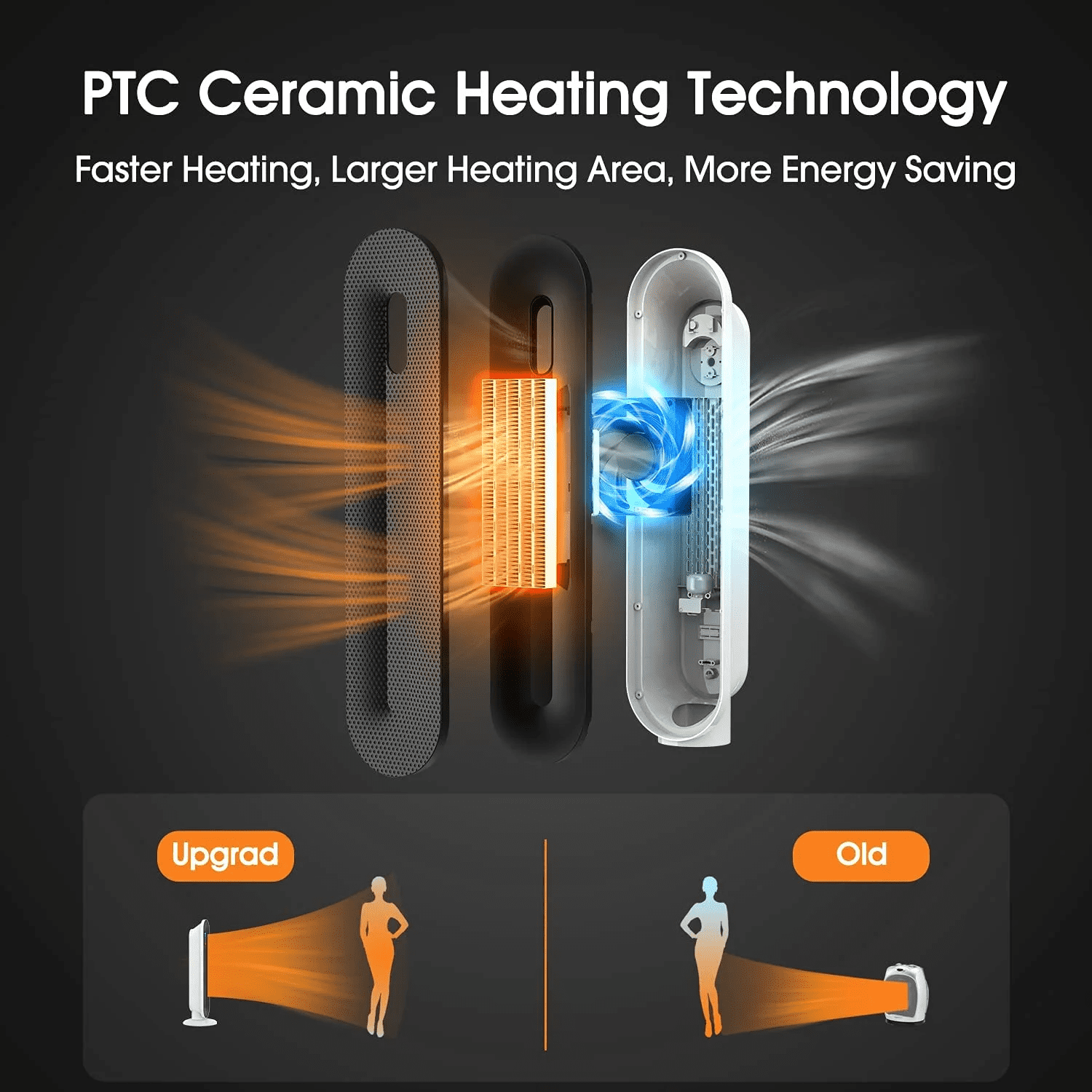 ALPULON 1500W Ceramic Tower Space Heater with Remote, White