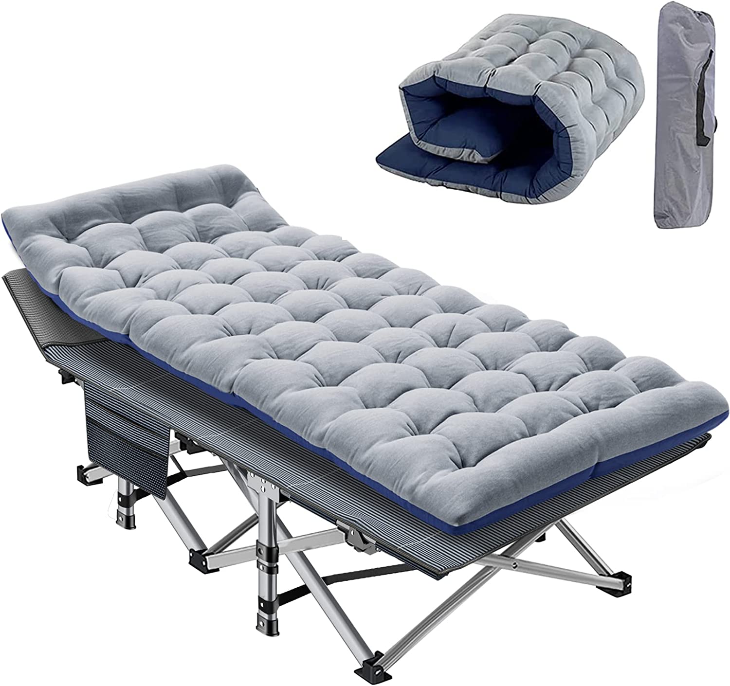 ALPULON Folding Camping Cot, Folding Cot Camping Cot for Adults Portable Folding Outdoor Cot with Carry Bags for Outdoor Travel Camp Beach Vacation