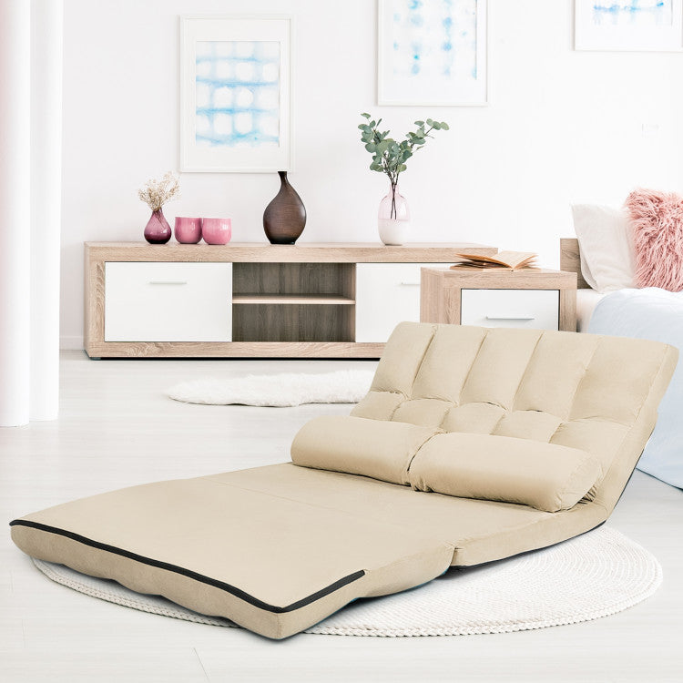 ALPULON FlexiComfort: 6-Position Foldable Floor Sofa Bed with Easy-Clean Cover