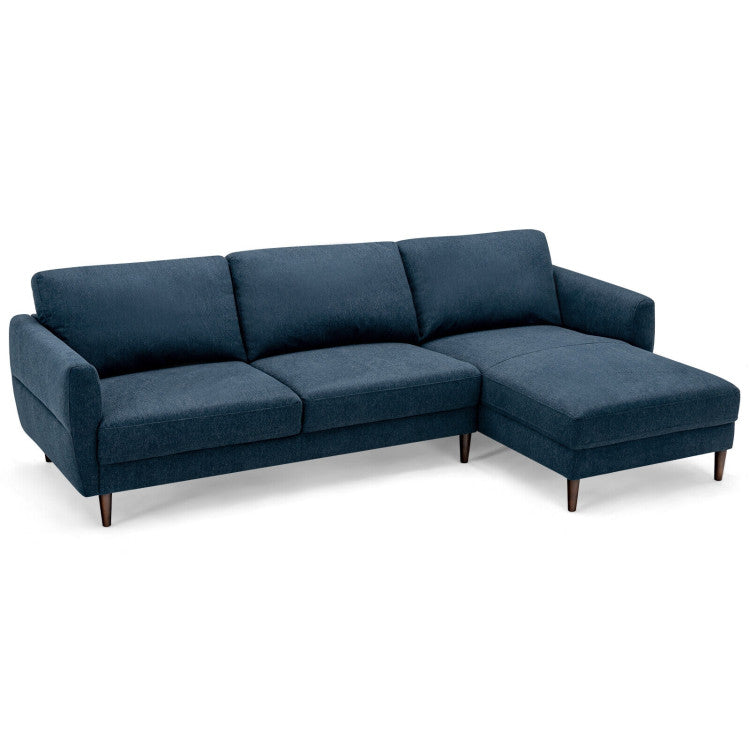 ALPULON L-Shaped Fabric Sectional Sofa with Chaise Lounge and Solid Wood Legs