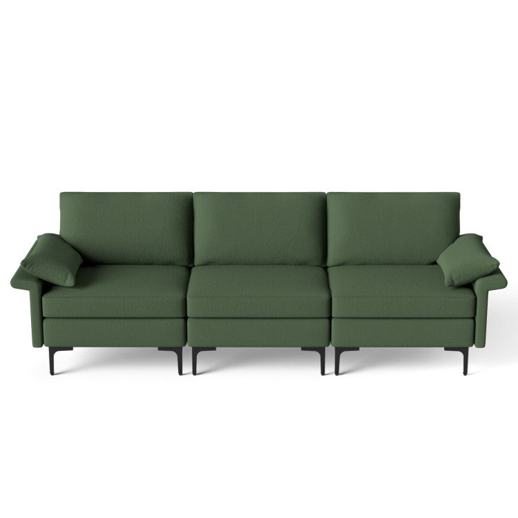 ALPULON Large 3-Seat Sofa Sectional with Metal Legs for 3-4 people, Army Green