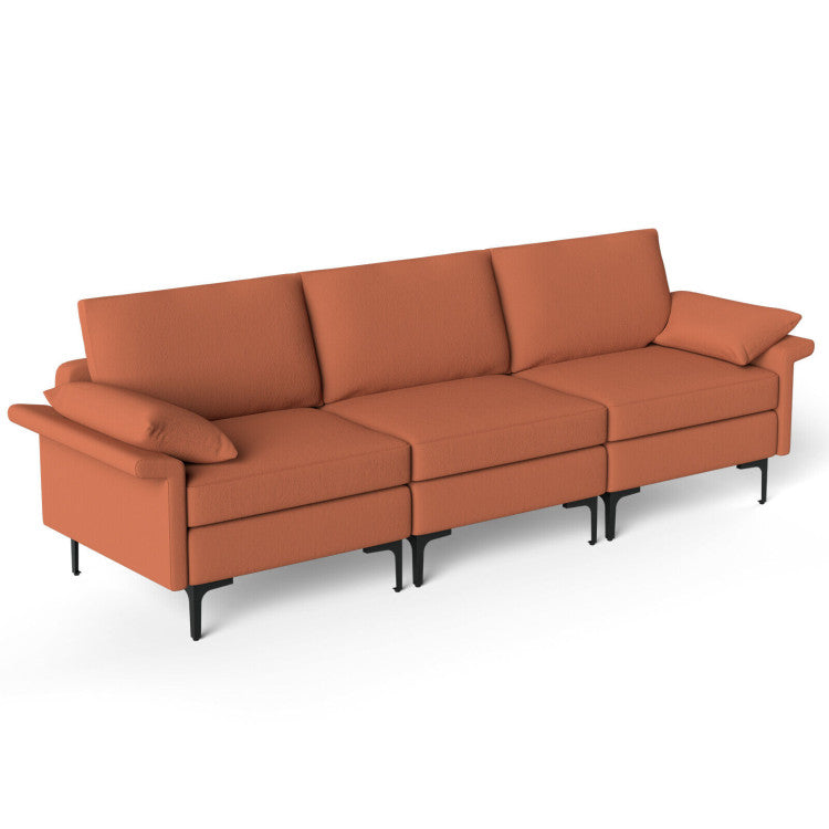 ALPULON Large 3-Seat Sofa Sectional with Metal Legs for 3-4 people, Rust Red