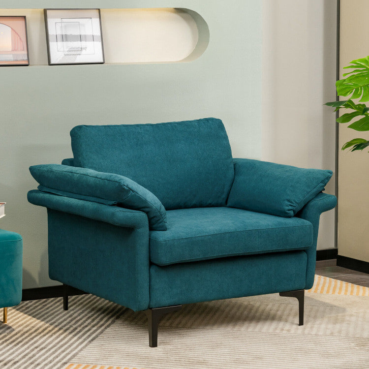 ALPULON Elegance: Plush Fabric Armchair with Enhanced Spring Comfort & Cushioned Armrests