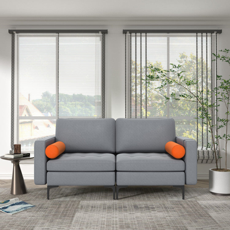 ALPULON Chic Loveseat: Modern Design with Bolsters & Handy Side Storage