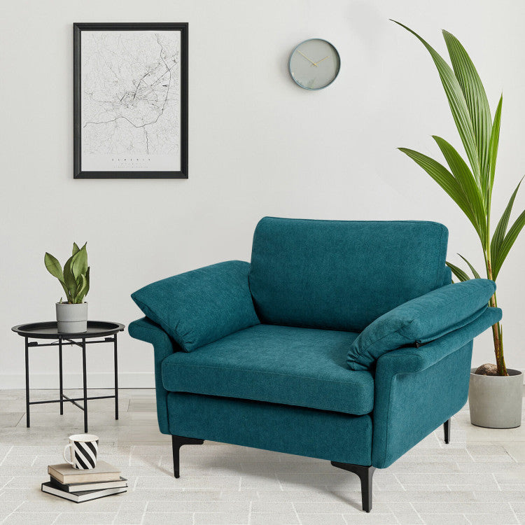 ALPULON Elegance: Plush Fabric Armchair with Enhanced Spring Comfort & Cushioned Armrests