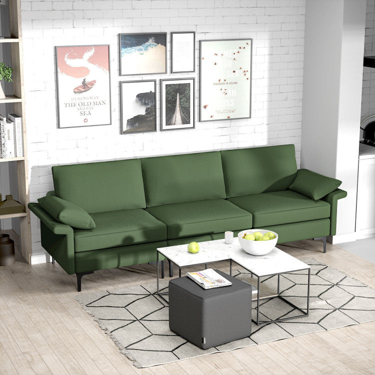 ALPULON Large 3-Seat Sofa Sectional with Metal Legs for 3-4 people, Army Green