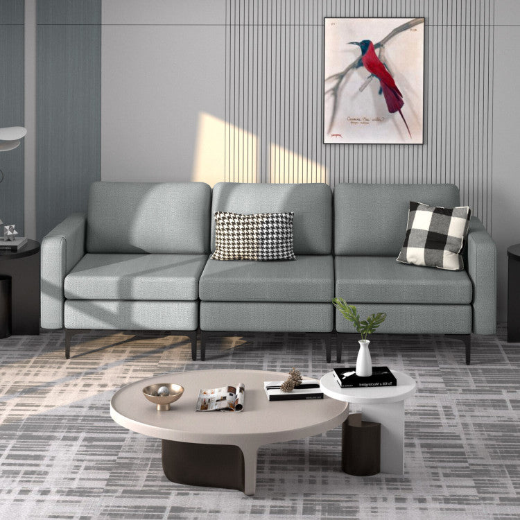 ALPULON Convertible Leather Sofa Couch with Magazine Pockets 3-Sea Gary