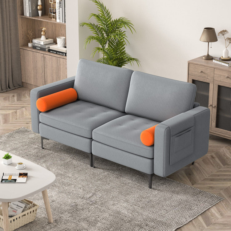 ALPULON Chic Loveseat: Modern Design with Bolsters & Handy Side Storage