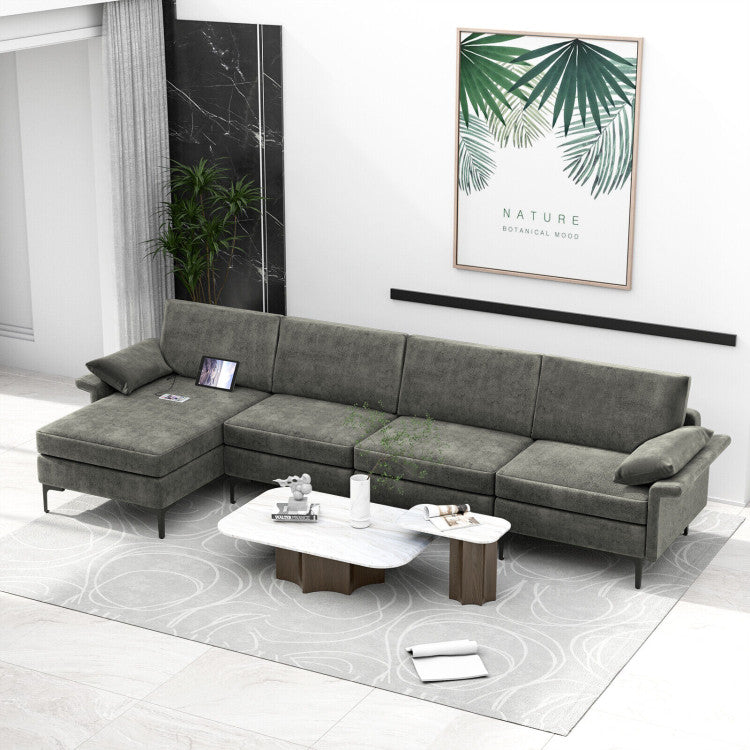 ALPULON Extra Large L-shaped Sectional Sofa with Reversible Chaise