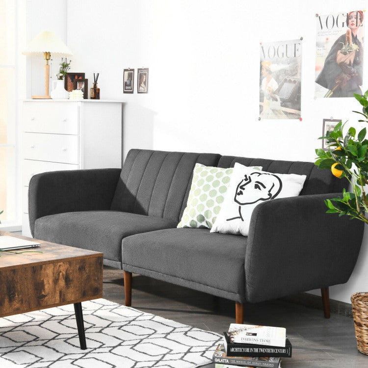ALPULON FlexiLounge: Chic Convertible Futon Sofa Bed with Stylish Wood Legs