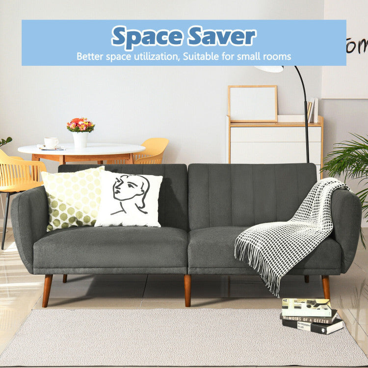 ALPULON FlexiLounge: Chic Convertible Futon Sofa Bed with Stylish Wood Legs