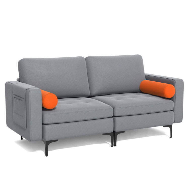 ALPULON Chic Loveseat: Modern Design with Bolsters & Handy Side Storage