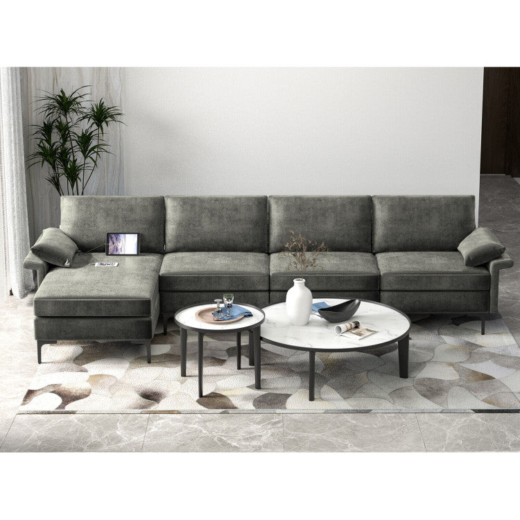 ALPULON Extra Large L-shaped Sectional Sofa with Reversible Chaise