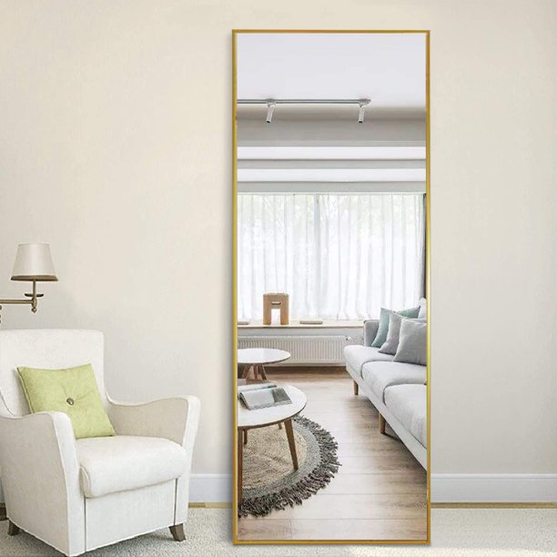 ALPULON 65 inch Full Length Mirror Rectangle Body Floor Mirror, Gold