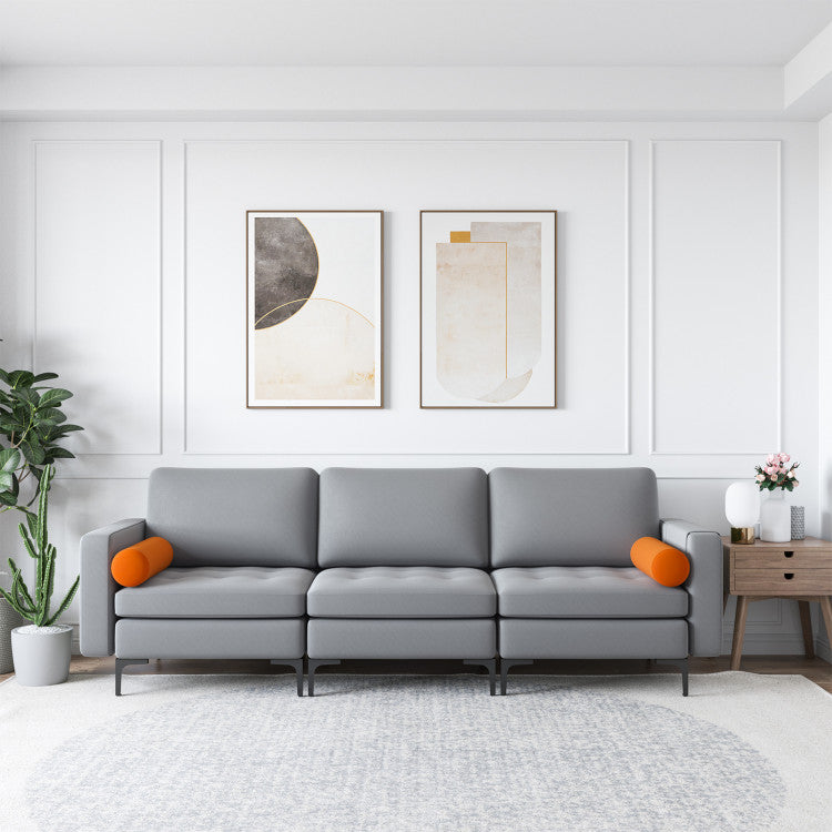 ALPULON 3-Seat Sofa Sectional with Side Storage Pocket and Metal Leg