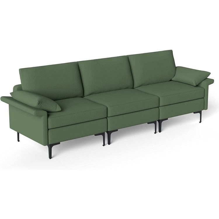 ALPULON Large 3-Seat Sofa Sectional with Metal Legs for 3-4 people, Army Green