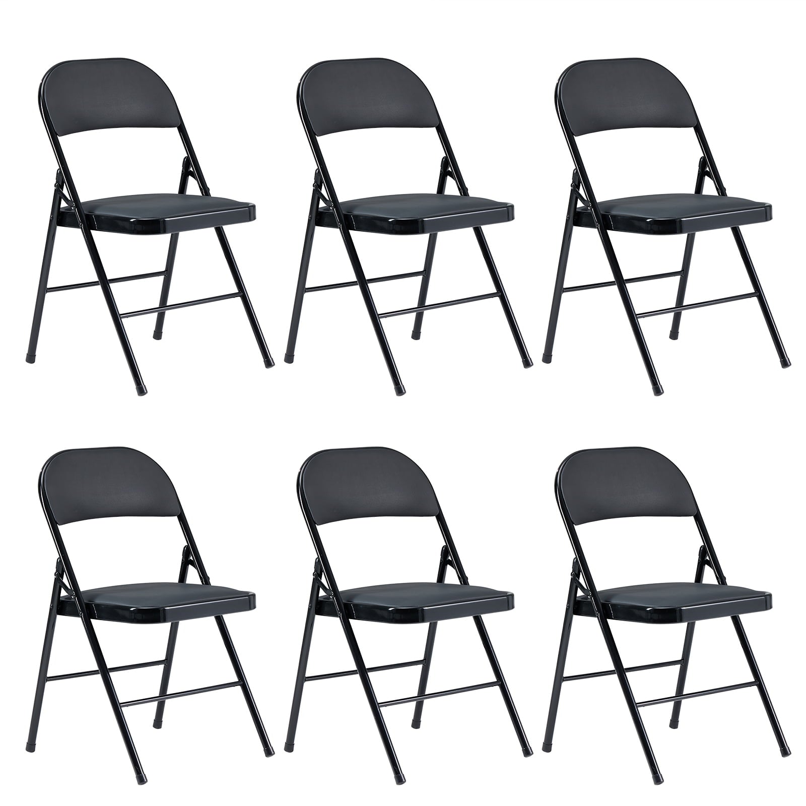 ALPULON Fabric Padded Folding Chair, Black, 6 Count