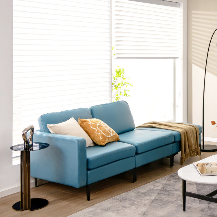 ALPULON 3-Seat Sectional Sofa Couch with Armrest Magazine Pocket and Metal Leg