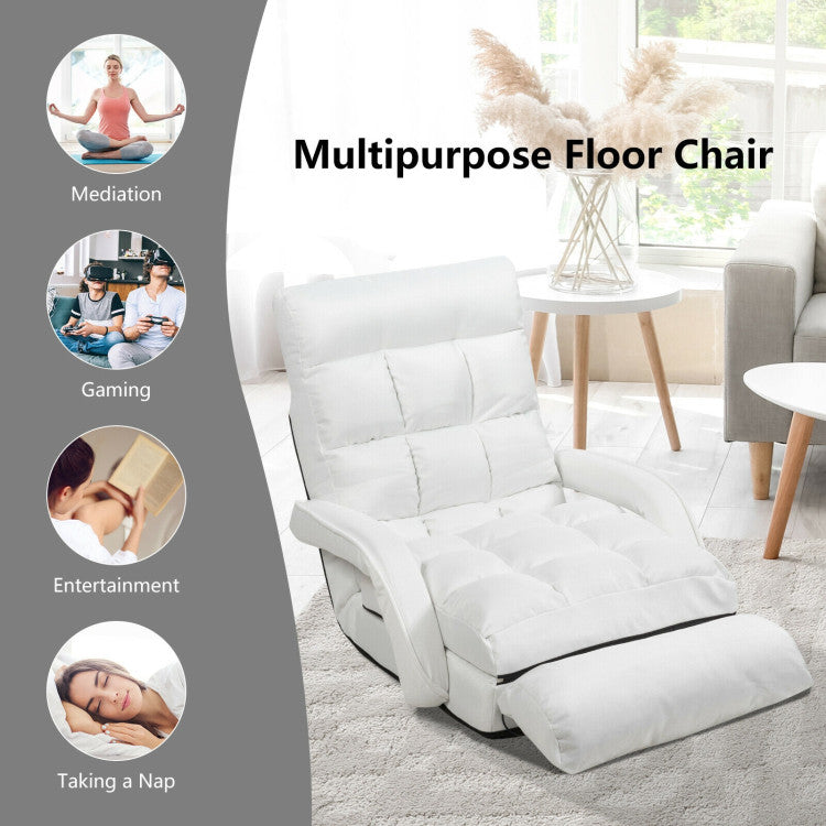ALPULON Ultimate Comfort: Foldable Lazy Sofa Chair with Armrests & Pillow