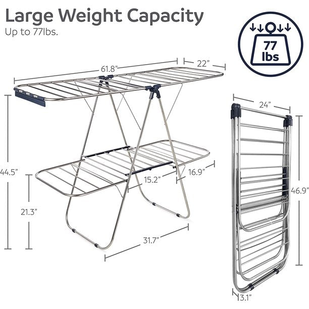 Foldable Clothes Drying Rack, Large