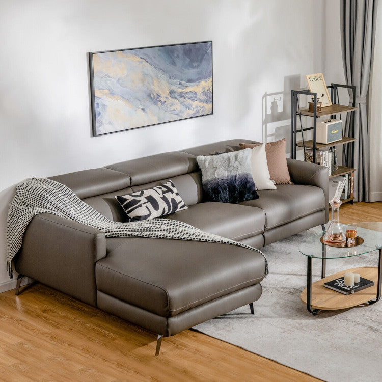 ALPULON Leather Air Power Reclining Sectional Sofa with Adjustable Headrests