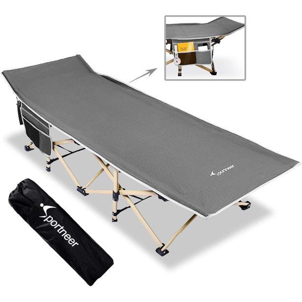 ALPILON Folding Camping Cot,Oversize 31.5in Width Camping Cot with Pad,Cots for Sleeping