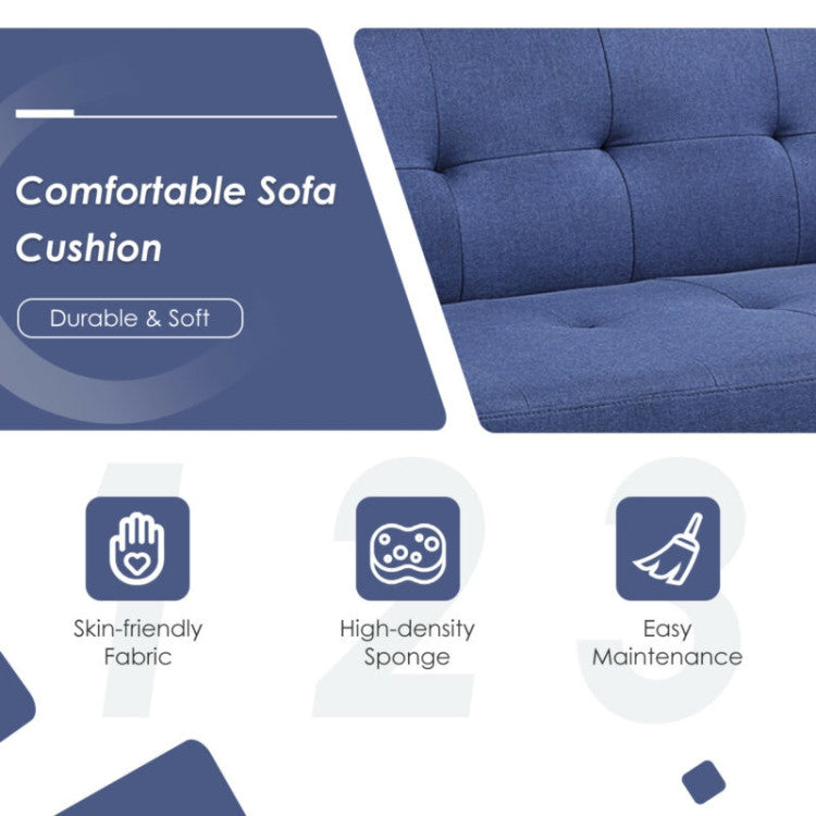 ALPULON ComfortHub: 3-Seat Linen Futon Sofa with Built-In USB & Power Strip