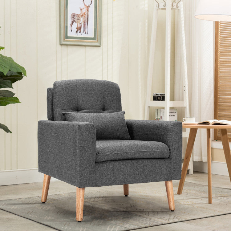 ALPULON Linen Single Sofa Armchair: Elegant Comfort with Waist Pillow