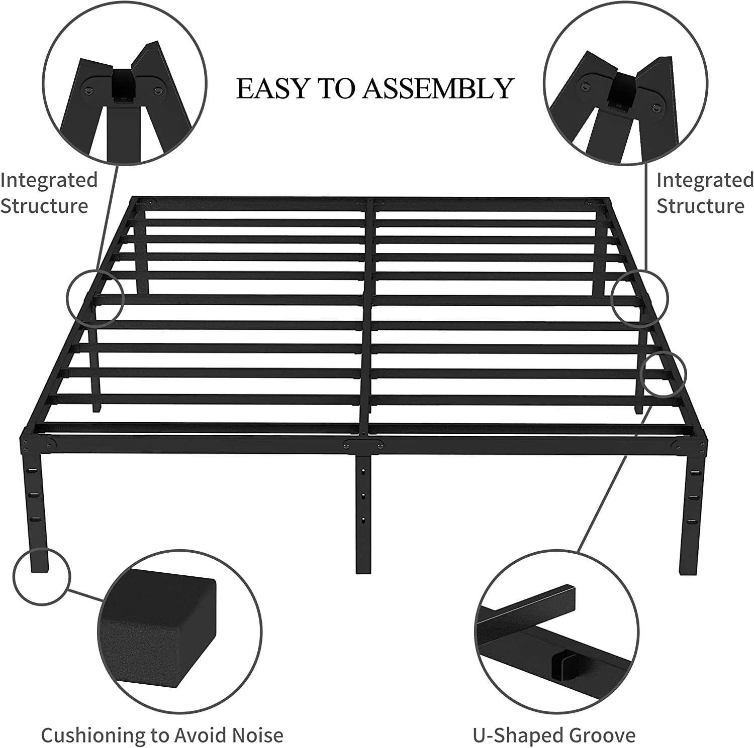 ALPULON Full Bed Frame, 14 Inch Metal Platform Bed Frame